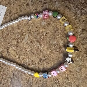 Betsey Johnson Colorful Charm Necklace with Pearls